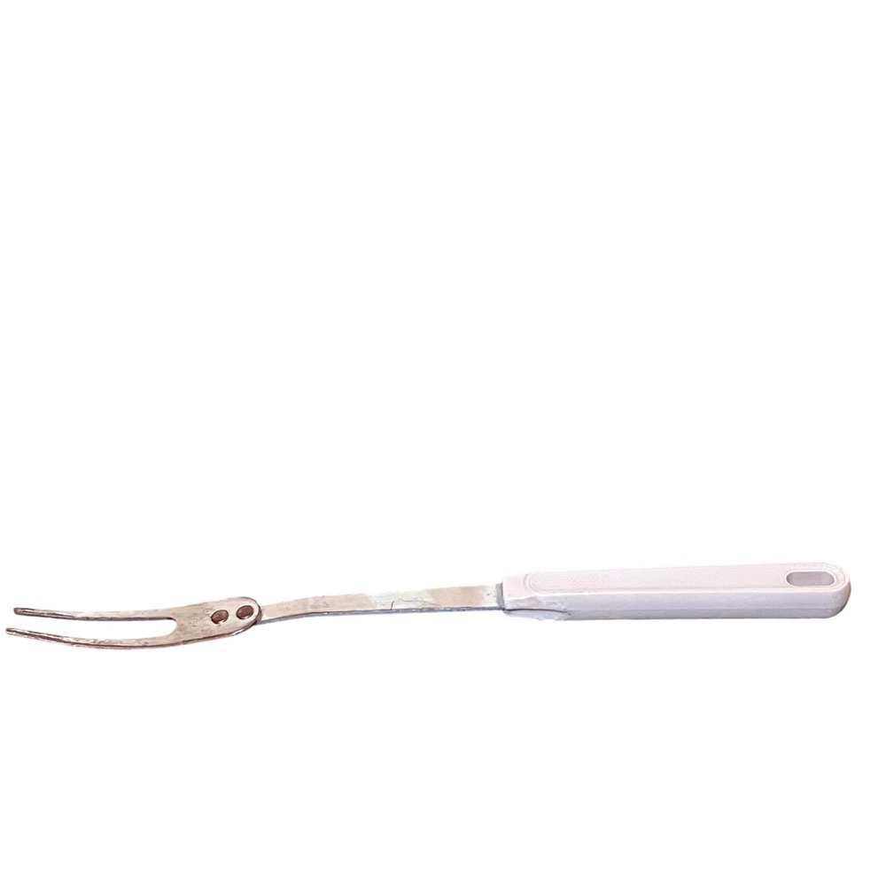 Ekco Meat Fork Vintage Stainless Steel Cream Handle USA 2-Tine Carving